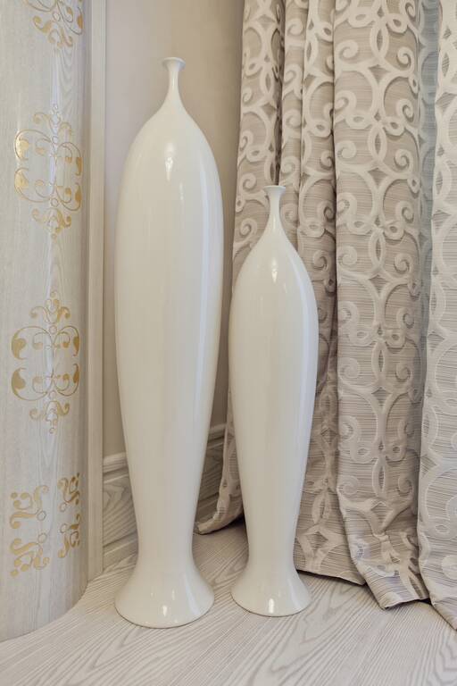 LUXURY BERSANI HOME CURTAINS COLLECTION - The curtains in off white color and off white color with silver pattern, made with excellent quality of velvet, very good for decoration of bedroom 