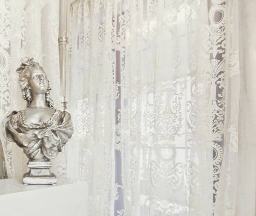 LUXURY BERSANI HOME CURTAINS COLLECTION - creamy and gold color luxury curtains decorated with fringe.