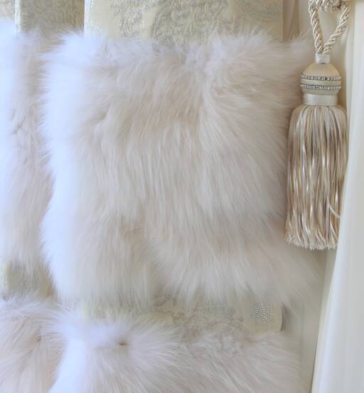 LUXURY HOME FASHION COLLECTION, LIDIA BERSANI - Top collection, jacquard curtains with Swarovski crystals and natural white fox fur 